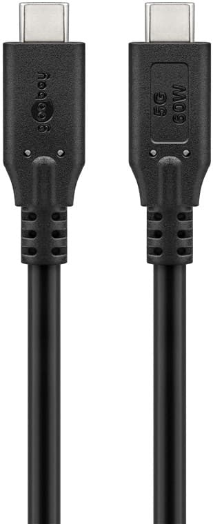 USB-C™-kabel, USB 3.2, 60 W, 5 Gbit/s, Power Delivery, 2 m
