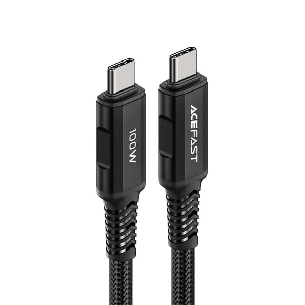 Flettet kabel USB-C 100W 20V 5A 2m sort