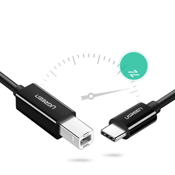 USB-C - USB-B 480Mb/s skrivarkabel 2m, svart