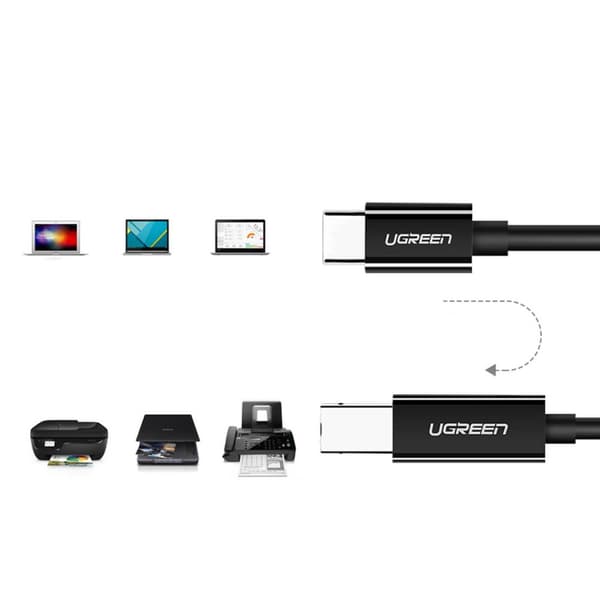 USB-C - USB-B 480Mb/s skrivarkabel 2m, svart