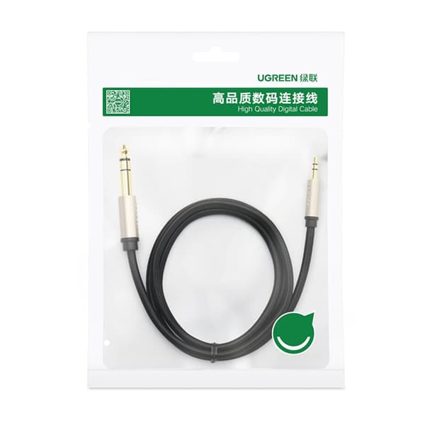 TRS audio adapter kabel mini jack 3,5 mm - jack 6,35 mm 2 m grå