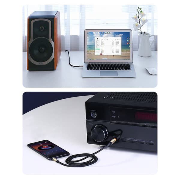 TRS audio adapter kabel mini jack 3,5 mm - jack 6,35 mm 2 m grå