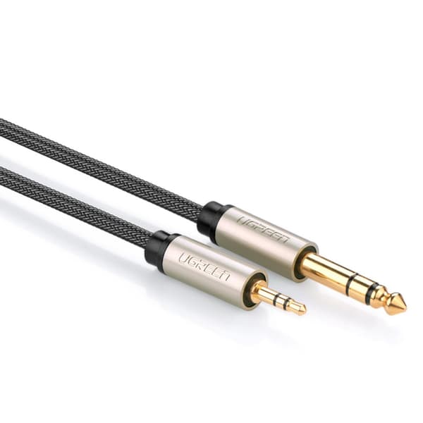 TRS audio adapter kabel mini jack 3,5 mm - jack 6,35 mm 2 m grå