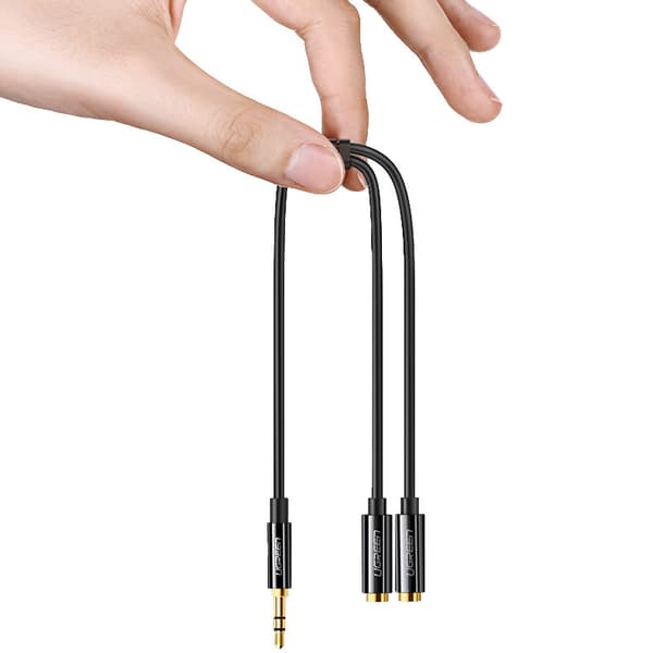 Splitter hovedtelefonkabel ministik 3,5 mm til 2x ministik 3,5 mm 20 cm hvid
