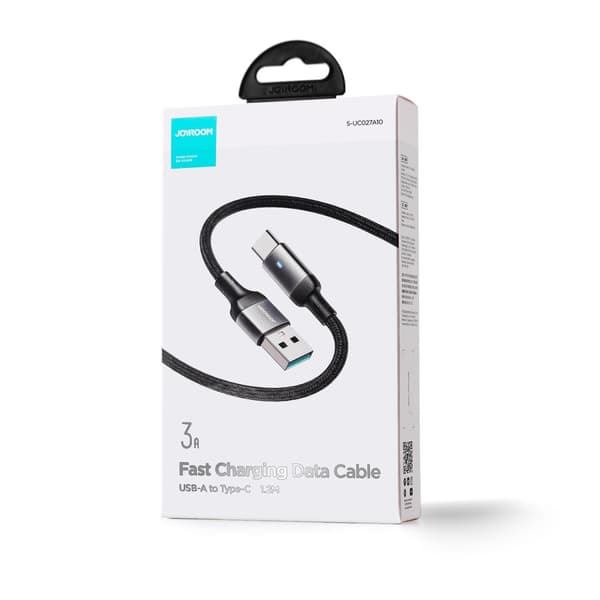 USB - USB-C kabel til hurtig opladning A10 Series 3A 1,2m sort