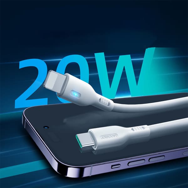 iPhone kabel med LED indikator USB-C - Lightning 20W 2m hvid