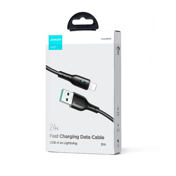 iPhone kabel med LED indikator USB - Lightning 2.4A 2m sort