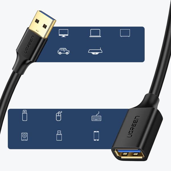 USB 3.0 jatkojohto 1m musta