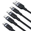 Pikkukuva 4 / 6: 4in1-kaapeli USB-A - USB-C 2x iPhone Lightning microUSB 1,2m musta