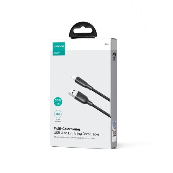 iPhone Multi-Color Series USB-A kaapeli - Lightning 3A 1m musta
