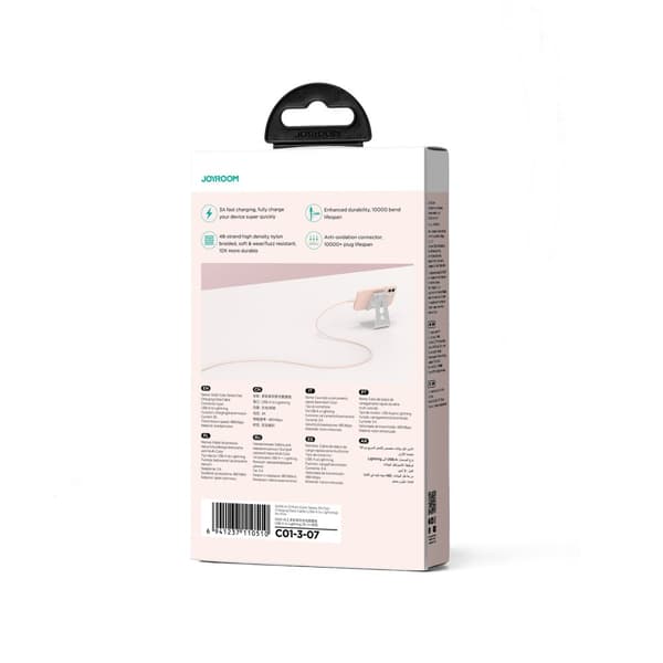 Kabel för iPhone Multi-Color Series USB-A - Lightning 3A 1m rosa