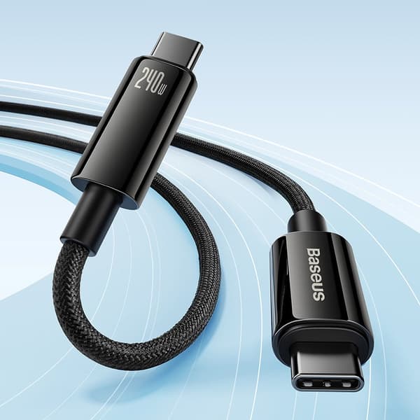 USB-C kabel 480Mb/s 240W Tungsten Guld 1m sort