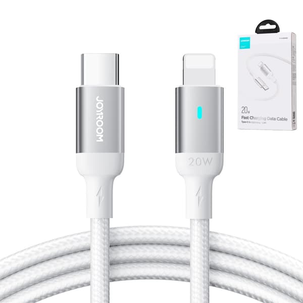 USB-C - Lightning kabel med LED indikator 20W A10 Series 1,2 m hvid
