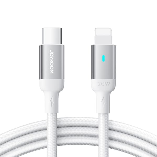 USB-C - Lightning kabel med LED indikator 20W A10 Series 1,2 m hvid