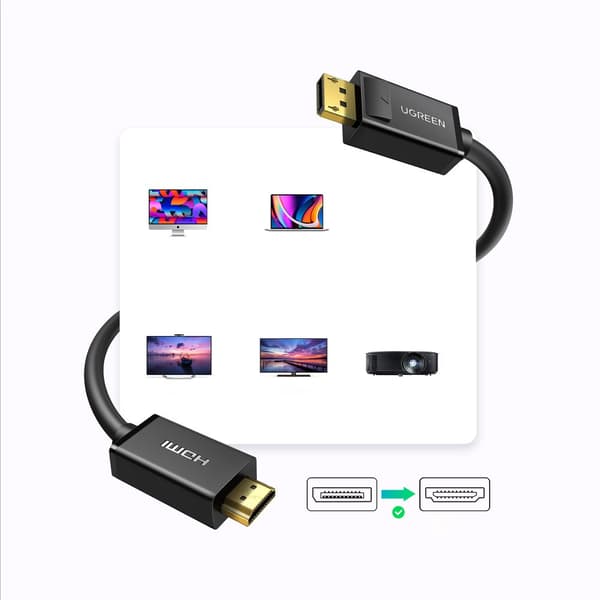 DisplayPort - HDMI 4K HDR 3D-kabel, 3m, svart