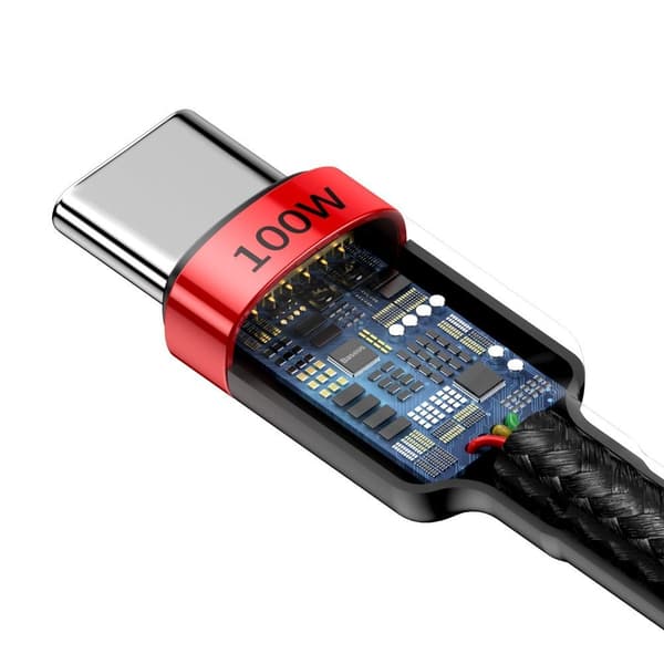 Vahva nailonkaapeli USB-C PD kaapeli 100W 20V 5A 2m musta