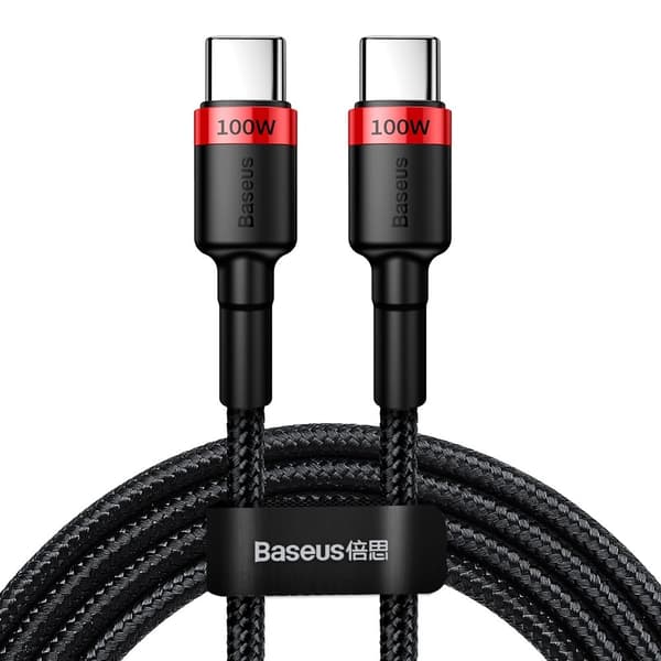Vahva nailonkaapeli USB-C PD kaapeli 100W 20V 5A 2m musta
