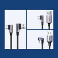 Miniatyrbillede 6 af 6: Vinklet USB - USB-C QC 3.0 kabel 3A 1m grå