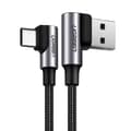 Miniatyrbillede 1 af 6: Vinklet USB - USB-C QC 3.0 kabel 3A 1m grå