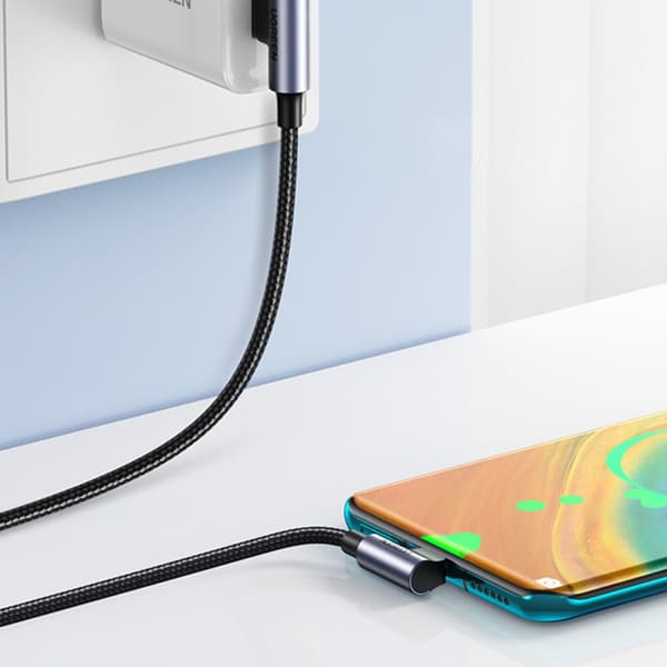 Vinklad USB-C - USB 2.0-kabel 480Mb/s 3A 3m svart