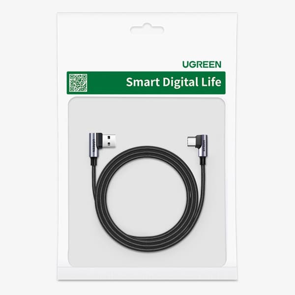 Vinklad USB-C - USB 2.0-kabel 480Mb/s 3A 3m svart