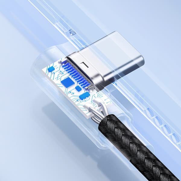 Vinklad USB-C - USB 2.0-kabel 480Mb/s 3A 3m svart