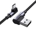 Miniatyrbild 1 av 6: Vinklad USB-C - USB 2.0-kabel 480Mb/s 3A 3m svart