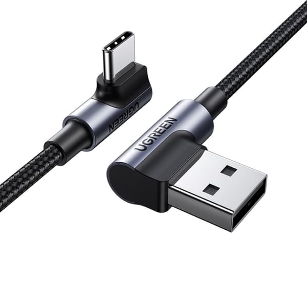 Vinklad USB-C - USB 2.0-kabel 480Mb/s 3A 3m svart