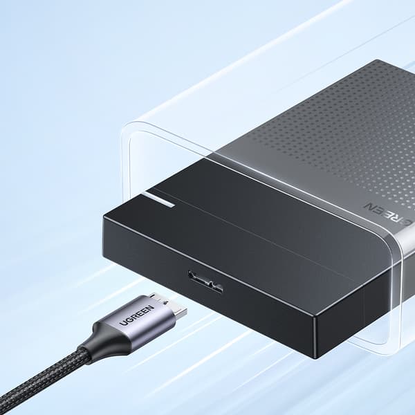 Kabel för SSD-enhet USB-C - micro USB-B 3.0 5Gb/s 3A 1m grå