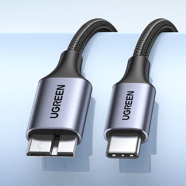 Kabel för SSD-enhet USB-C - micro USB-B 3.0 5Gb/s 3A 1m grå