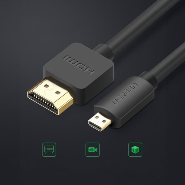 Audio Video kabel microHDMI - HDMI 2.0 1m sort