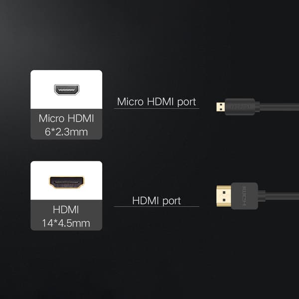 Audio Video kabel microHDMI - HDMI 2.0 1m sort