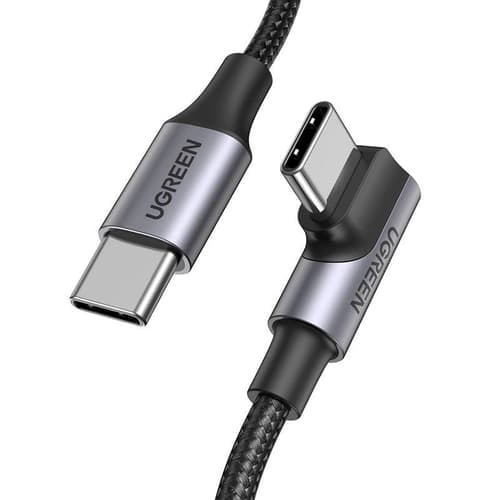 Kulma USB-C PD QC-kaapeli 100W 5A 1m musta