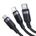 Miniatyrbild 3 av 6: 3in1-kabel USB-A - iPhone Lightning USB-C microUSB Multi-Use 1,2 m svart