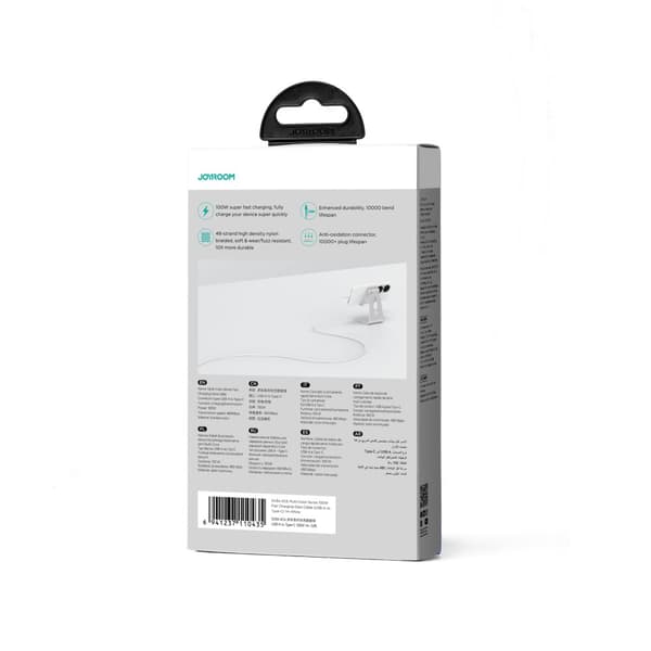 Kabel USB-A - USB-C 100W hurtig overførsel Multi-Color Series 1m hvid