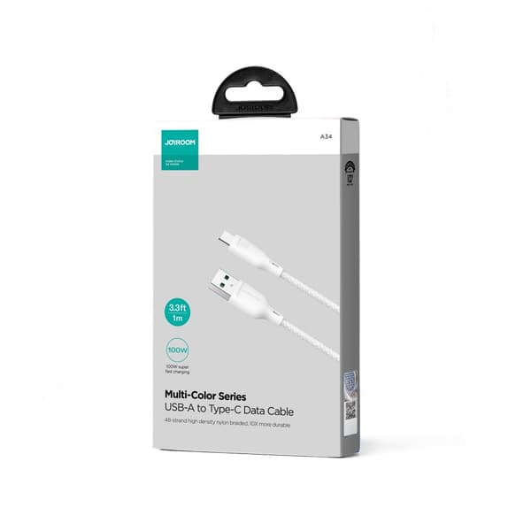 Kabel USB-A - USB-C 100W hurtig overførsel Multi-Color Series 1m hvid