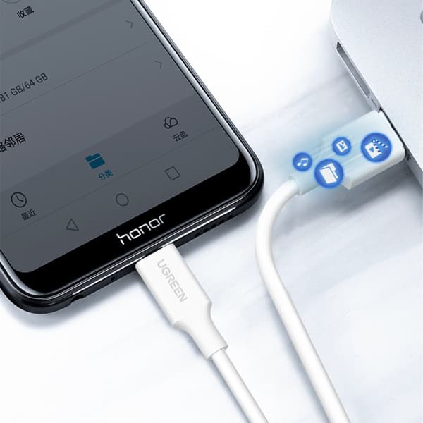 PVC-kabel USB0-A - microUSB 480 Mb/s 1,5m vit