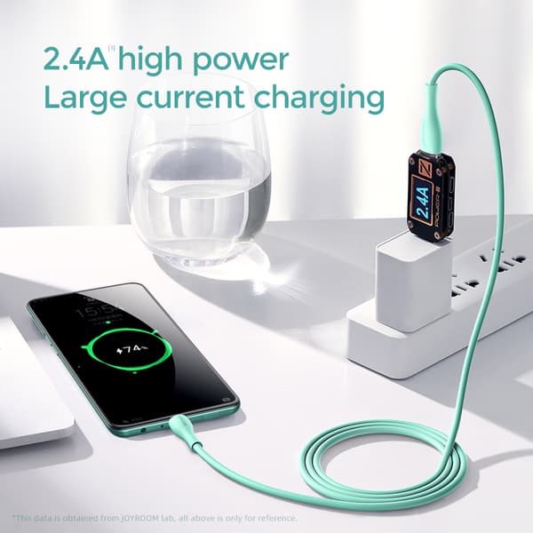 Kaapeli USB-A - microUSB 3A latausilmaisin, 2m vihreä