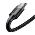 Miniatyrbild 5 av 6: Slitstark flexibel kabel USB microUSB QC3.0-kabel 2,4A 0,5M svart och grå