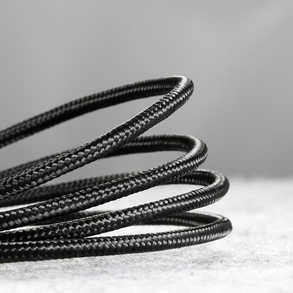 Slitstark flexibel kabel USB microUSB QC3.0 kabel 2,4A 1M svart och grå