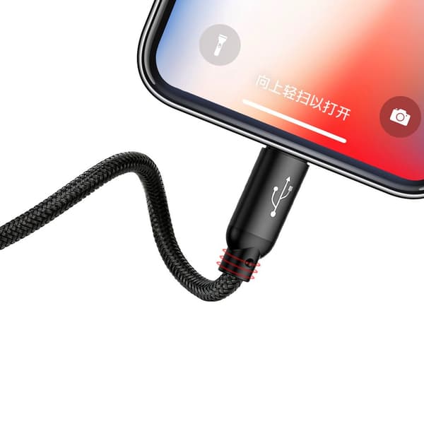 Kestävä kaapeli 3in1 USB microUSB Iphone Lightning USB-C 3.5A 1.2M musta