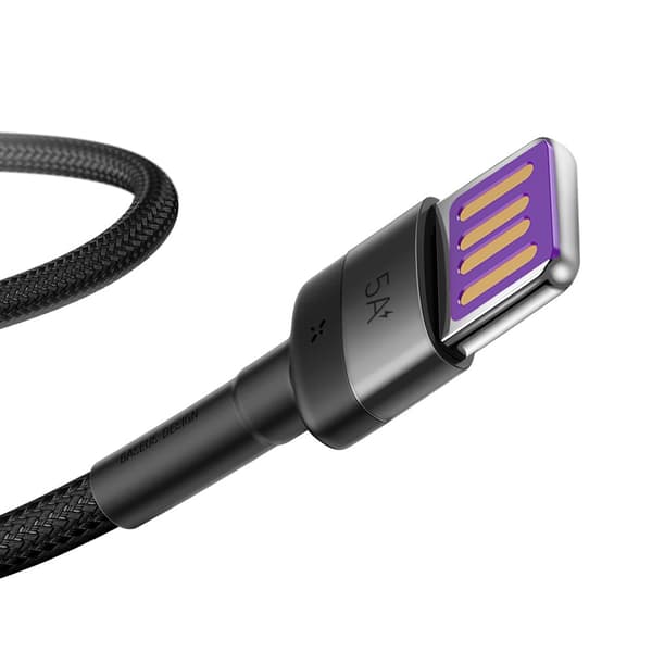 Holdbart USB-kabel USB-C 40W Quick Charge 3.0 QC 3.0 1m grå-sort
