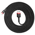 Miniatyrbild 1 av 6: Slitstark nylonkabel USB-kabel Iphone Lightning QC3.0 2A 3M svart och röd