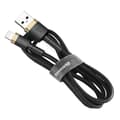Pikkukuva 5 / 6: Kestävä nailonkaapeli USB-kaapeli Iphone Lightning QC3.0 2A 3M musta ja kulta
