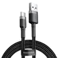 Miniatyrbild 1 av 6: Slitstark nylonkabel USB-C 2A 3M svart och grå