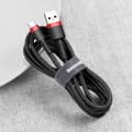 Miniatyrbillede 4 af 6: Holdbart nylonkabel USB-C QC3.0 2A 3M sort og rød