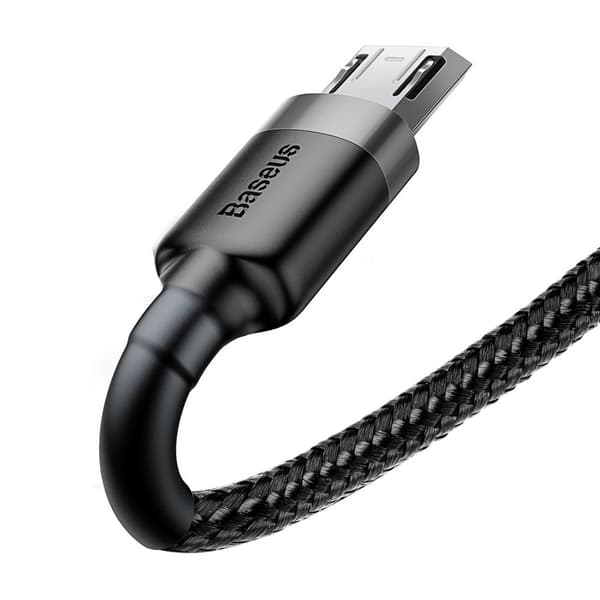 Slitstark nylon microUSB-kabel 2A 3M svart och grå