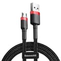 Miniatyrbild 5 av 6: Slitstark nylon microUSB-kabel 2A 3M svart och röd