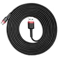 Miniatyrbild 1 av 6: Slitstark nylon microUSB-kabel 2A 3M svart och röd