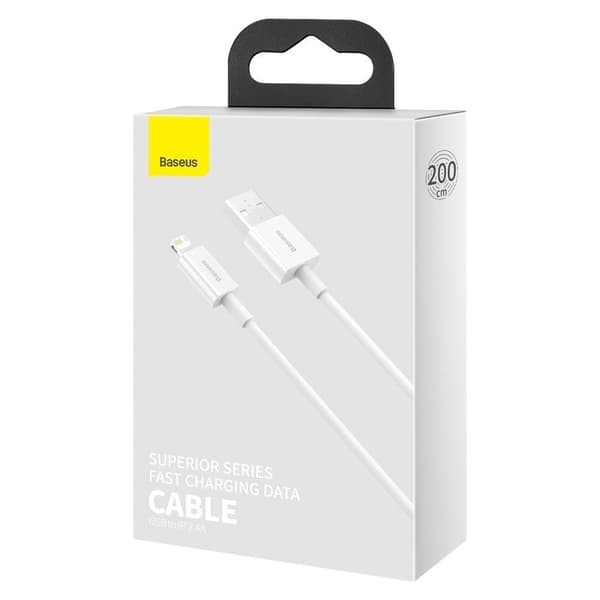 Överlägsen kabel USB-kabel Iphone Lightning 2,4A 2m Vit